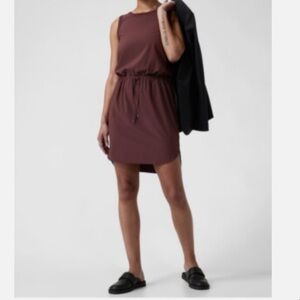 ATHLETA Rincon sleeveless dress drawcord elastic waistband burgundy size medium